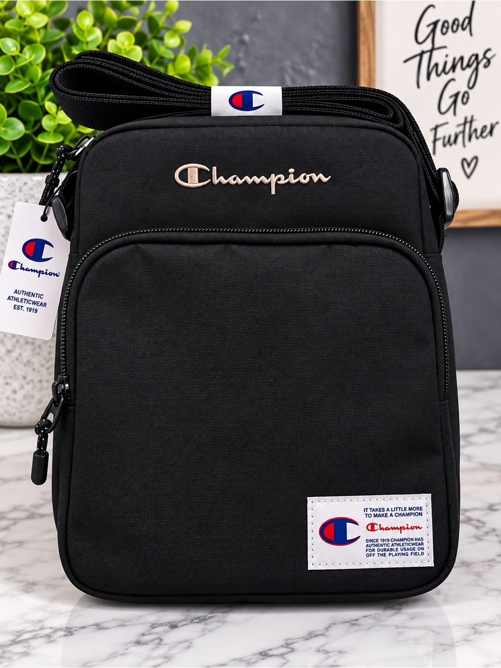 Champion Black Crossbody Bag for- Compact Everyday Carry